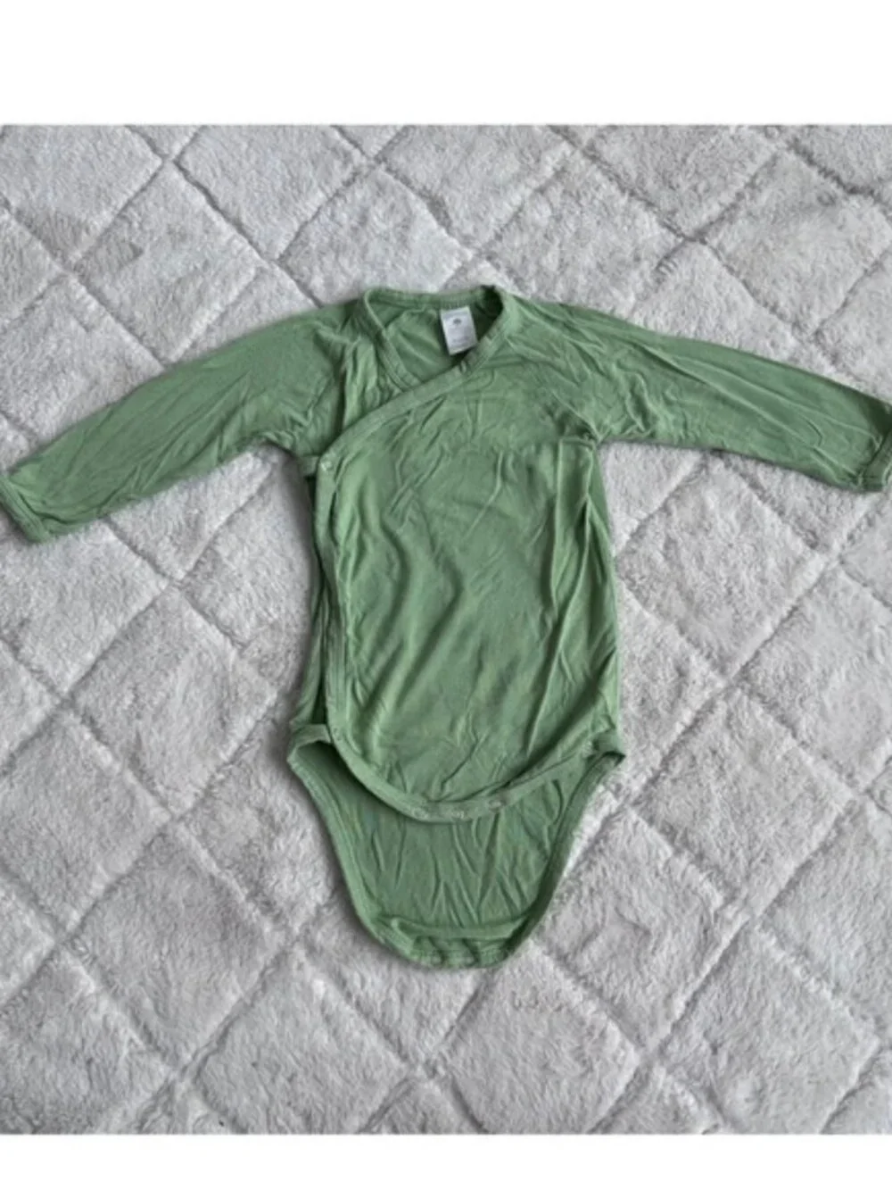 Kate Quinn | Green Solid Long Sleeve Kimono Wrap Bodysuit | Size 6-12 Months